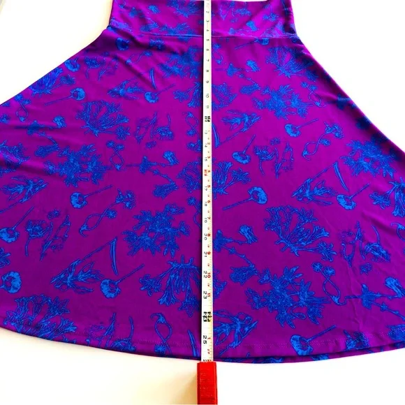 LuLaRoe flare skirt high waist sz. S purple and blue 95 % poly/5% spandex. - Picture 3 of 9